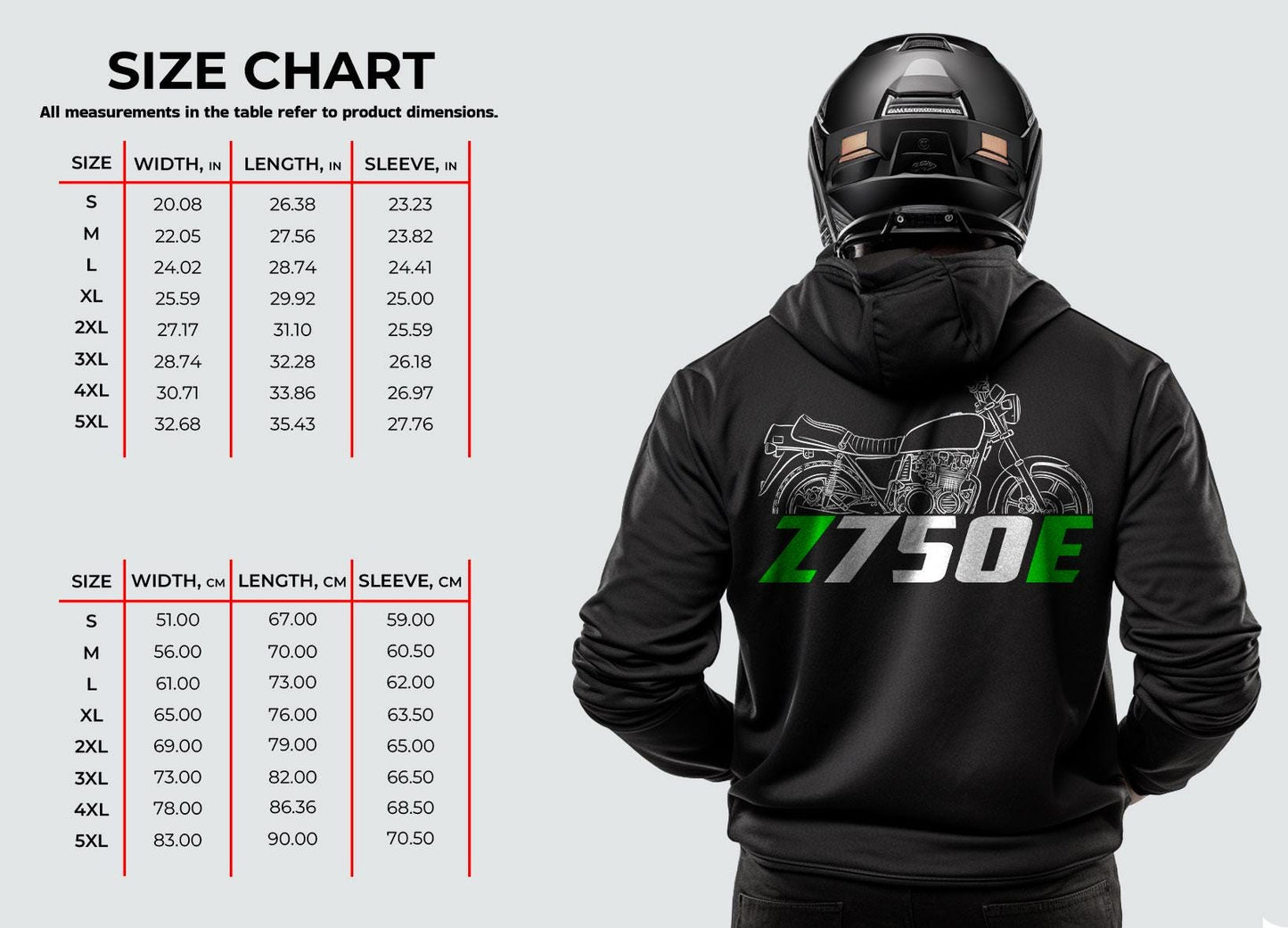 Kawasaki Z750E Inspired Hoodie - Motorcycle Sweatshirt for Riders
