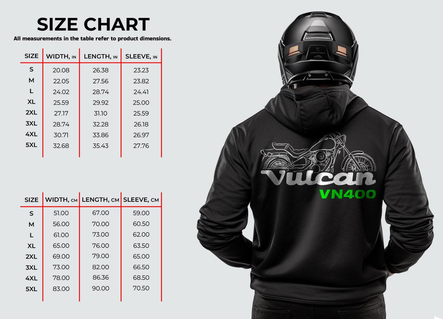Kawasaki VN400 Vulcan 1995 - 1998 Inspired Hoodie - Motorcycle Sweatshirt for Riders