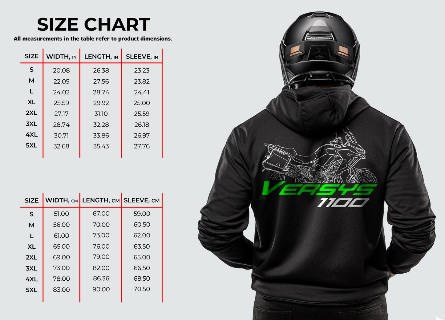 Kawasaki Versys 1100 2025 Inspired Hoodie - Motorcycle Sweatshirt for Riders