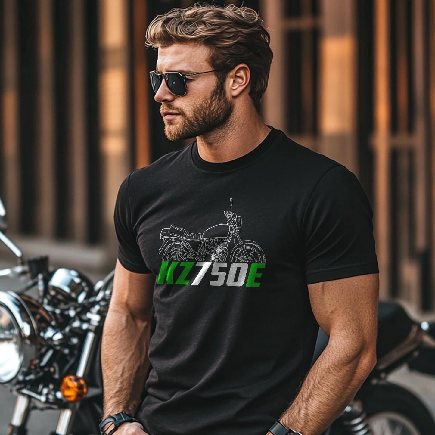 Kawasaki KZ750E Inspired T-Shirt - Motorcycle Tee Shirt for Riders