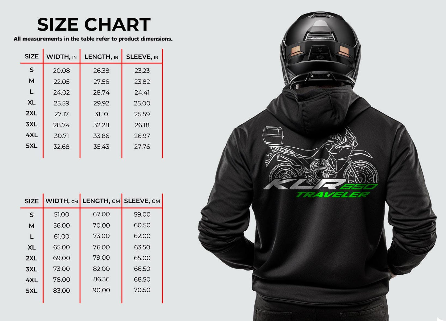 Kawasaki KLR650 Traveler 2023 Inspired Hoodie - Motorcycle Sweatshirt for Riders