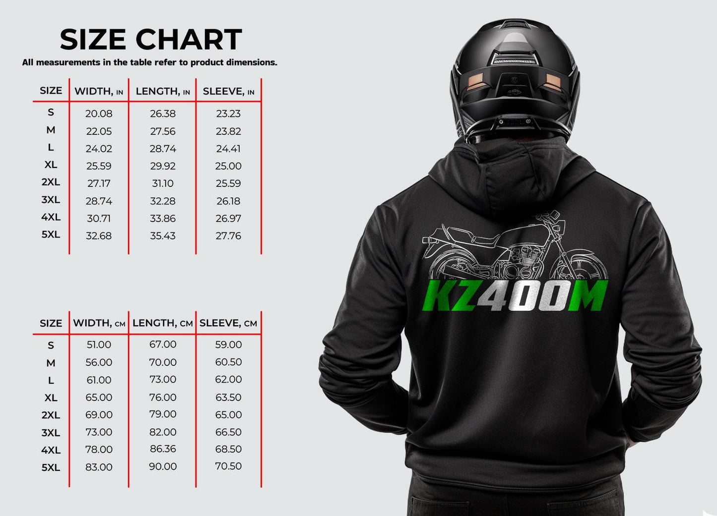 Kawasaki KZ400M 1981 - 1982 Inspired Hoodie - Motorcycle Sweatshirt for Riders