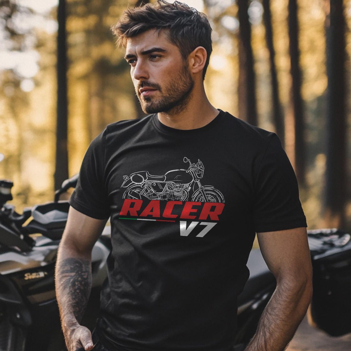 Moto Guzzi V7 Racer 2011 - 2014 Inspired T-Shirt - Motorcycle Tee Shirt for Riders