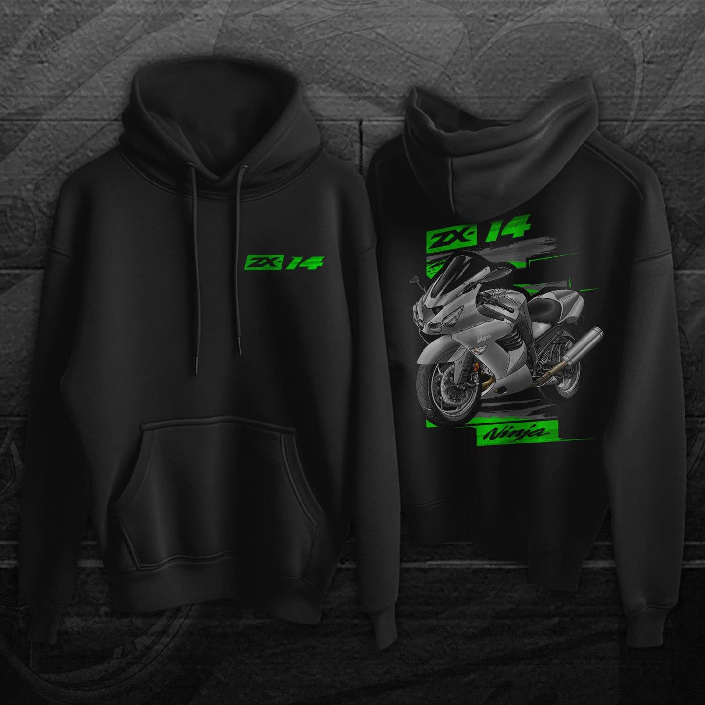 Kawasaki ZX-14 2008-09 Inspired Hoodie - Motorcycle Sweatshirt for Riders