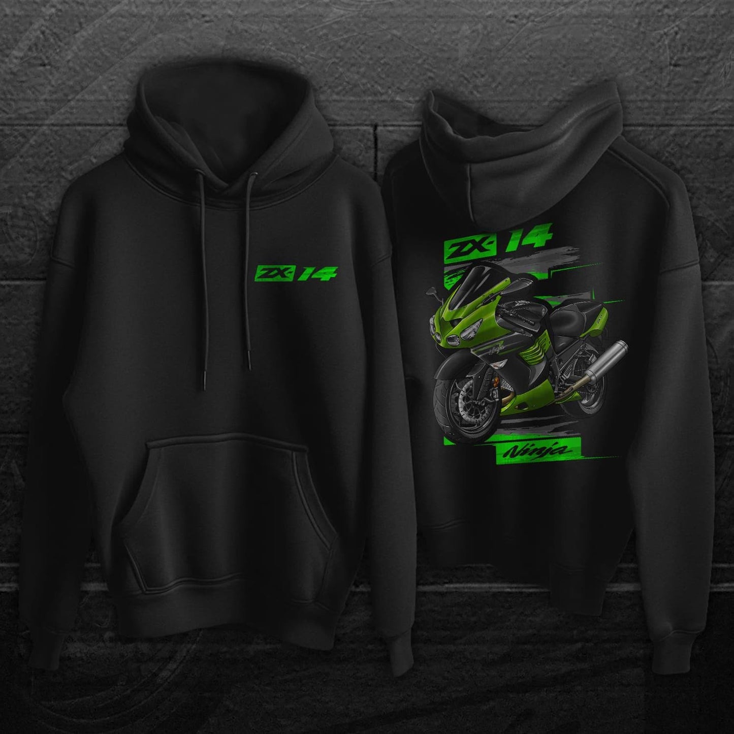 Kawasaki ZX-14 2010-11 Inspired Hoodie - Motorcycle Sweatshirt for Riders