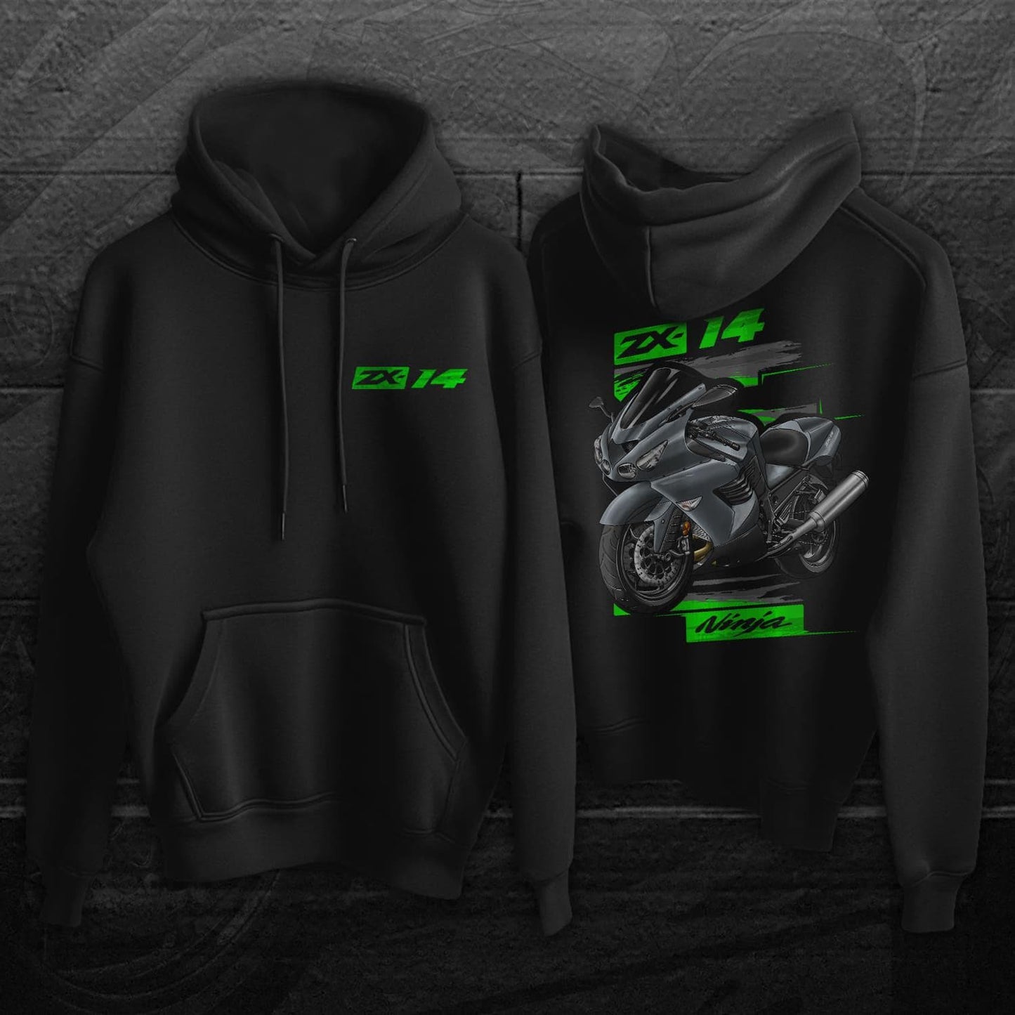 Kawasaki ZX-14 2006-07 Inspired Hoodie - Motorcycle Sweatshirt for Riders