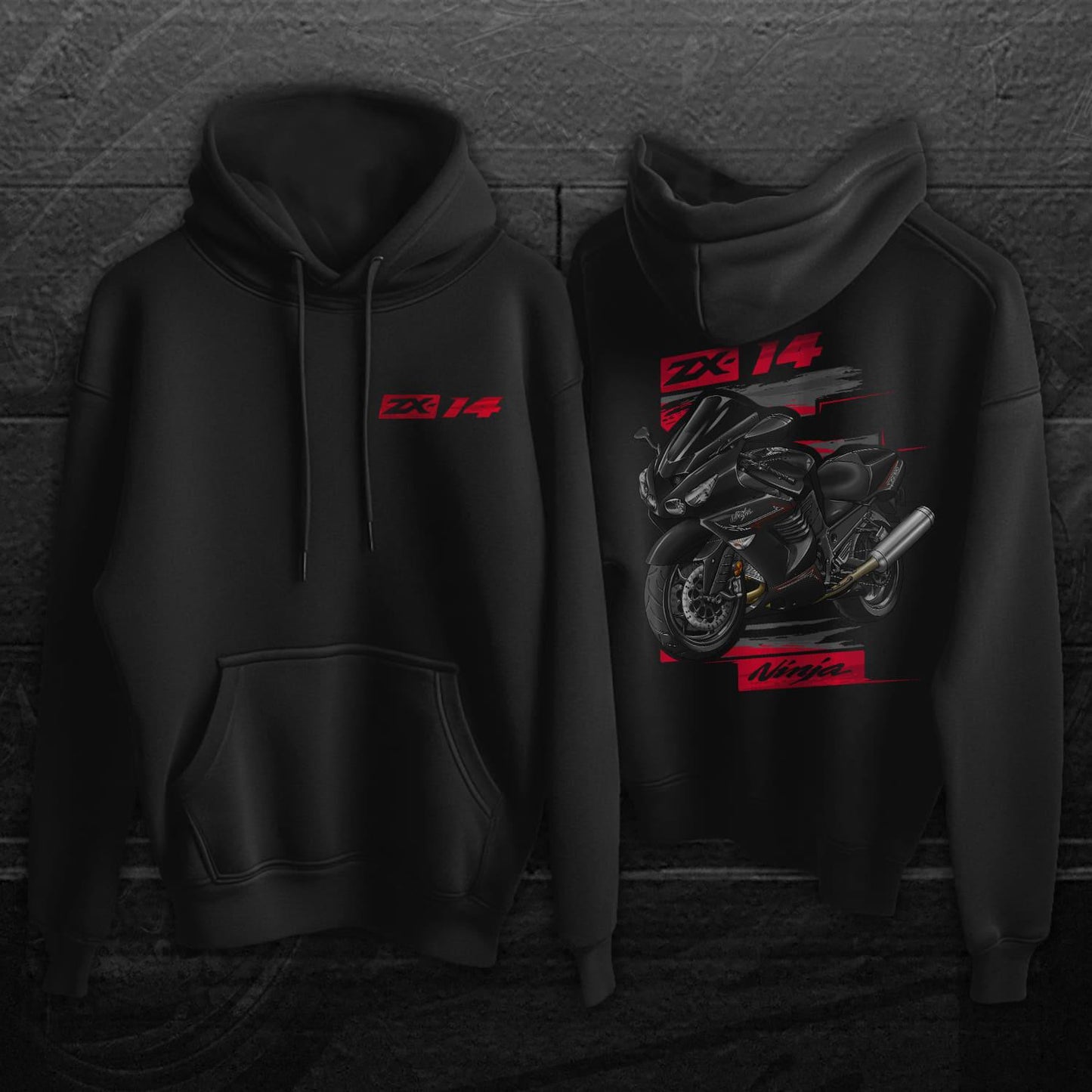 Kawasaki ZX-14 2010-11 Inspired Hoodie - Motorcycle Sweatshirt for Riders