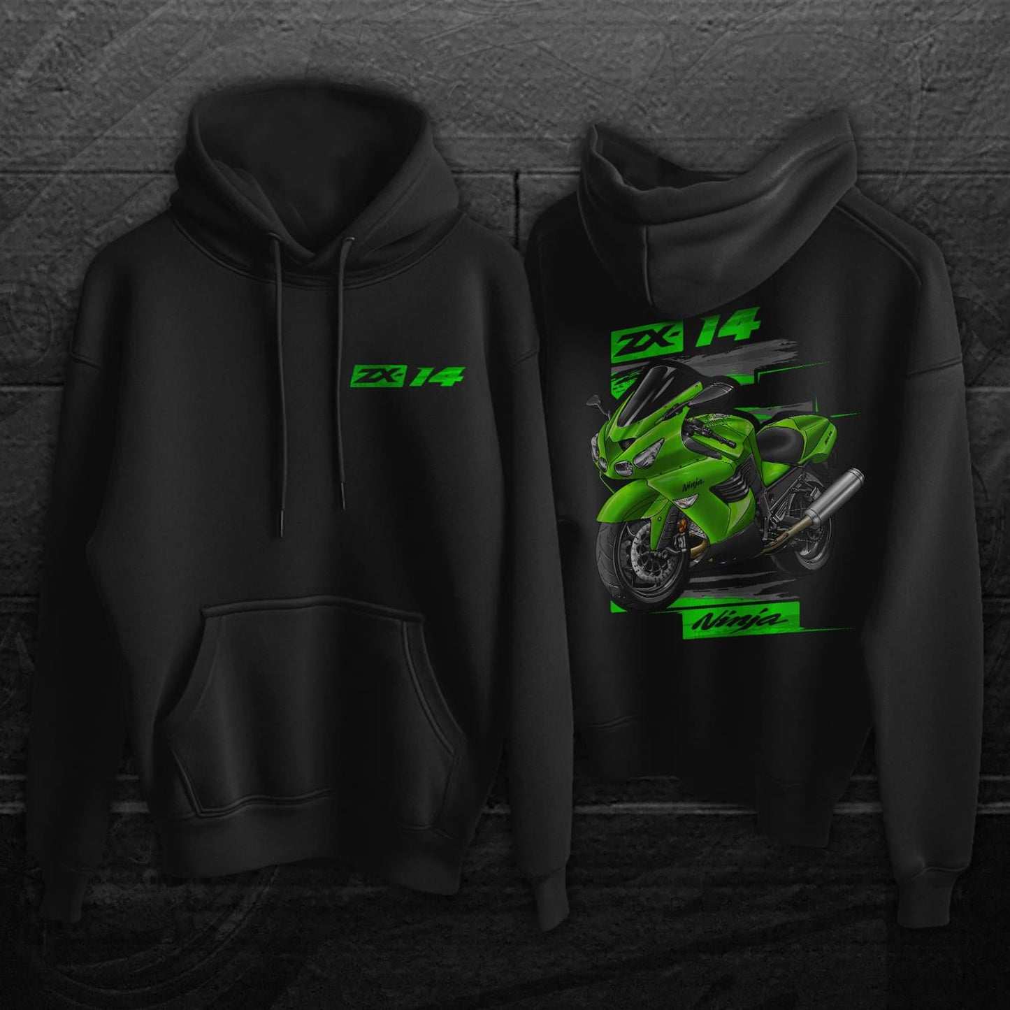 Kawasaki ZX-14 2008-09 Inspired Hoodie - Motorcycle Sweatshirt for Riders
