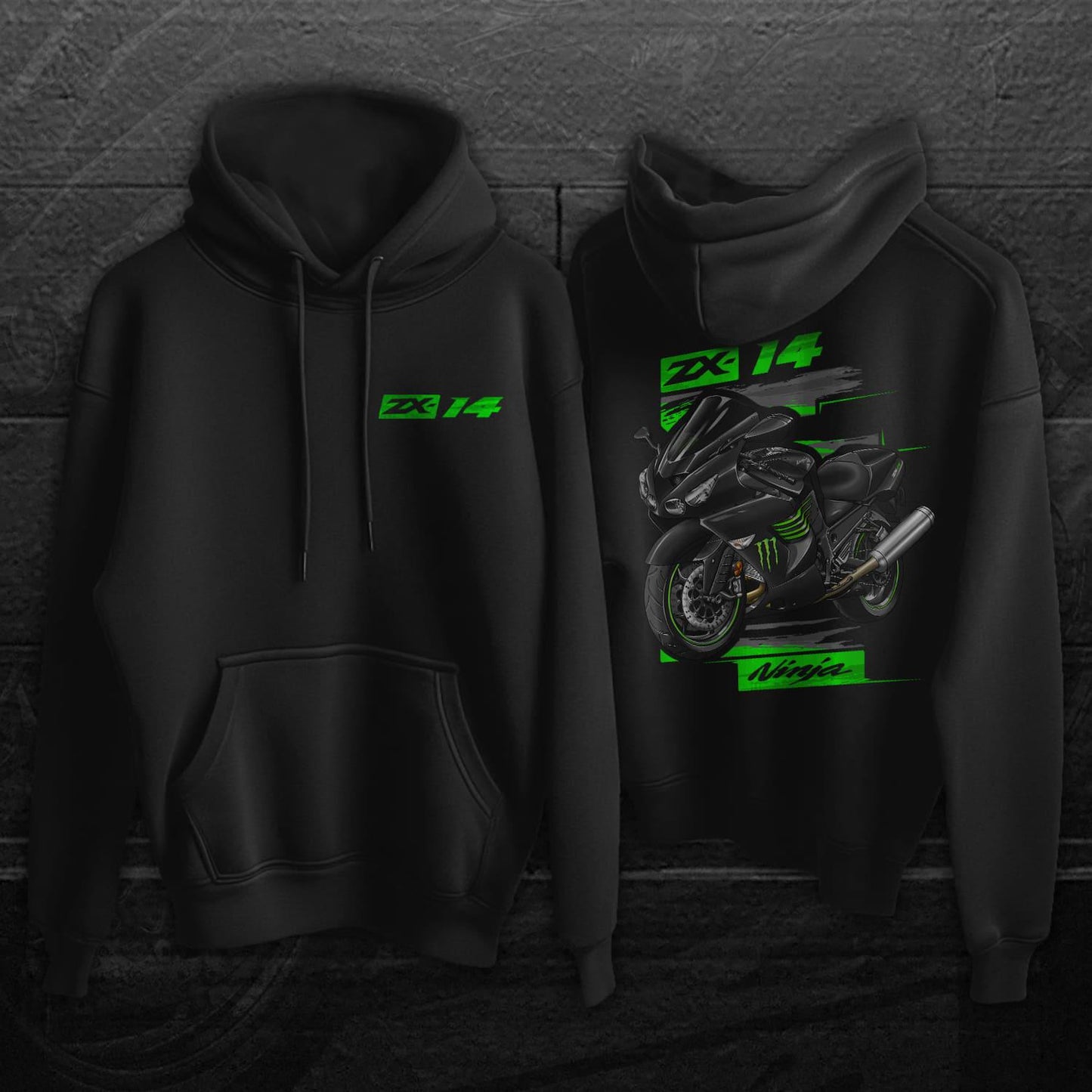 Kawasaki ZX-14 2008-09 Inspired Hoodie - Motorcycle Sweatshirt for Riders