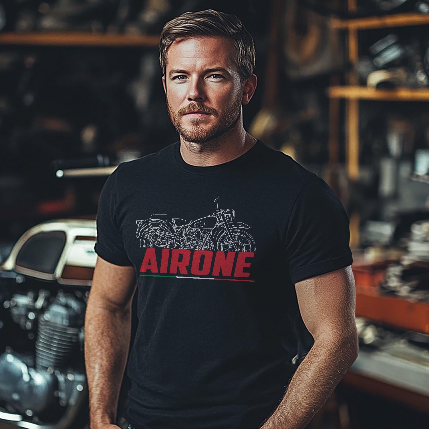 Moto Guzzi Airone 1939 - 1957 Inspired T-Shirt - Motorcycle Tee Shirt for Riders