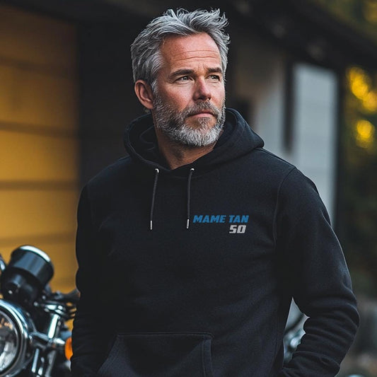 Suzuki Mame Tan 50 & 50E Inspired Hoodie - Motorcycle Sweatshirt for Riders