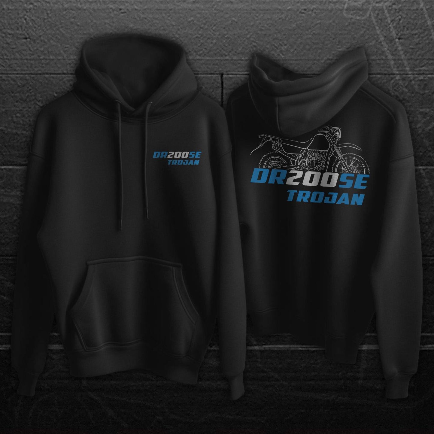 Suzuki DR200 S & SE Trojan Inspired Hoodie - Motorcycle Sweatshirt for Riders
