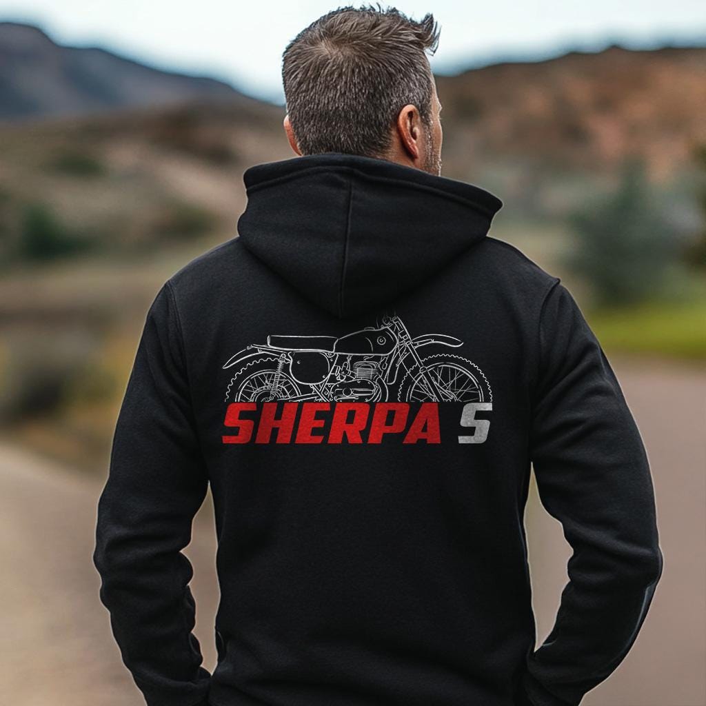 Bultaco Sherpa S 100 Inspired Hoodie - Motorcycle Sweatshirt for Riders