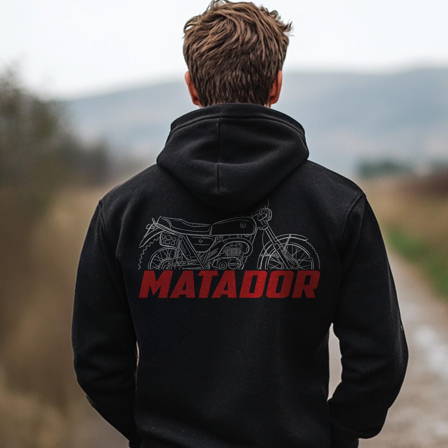 Bultaco Matador Mk9 & Mk10 350 1975 - 1979 Inspired Hoodie - Motorcycle Sweatshirt for Riders