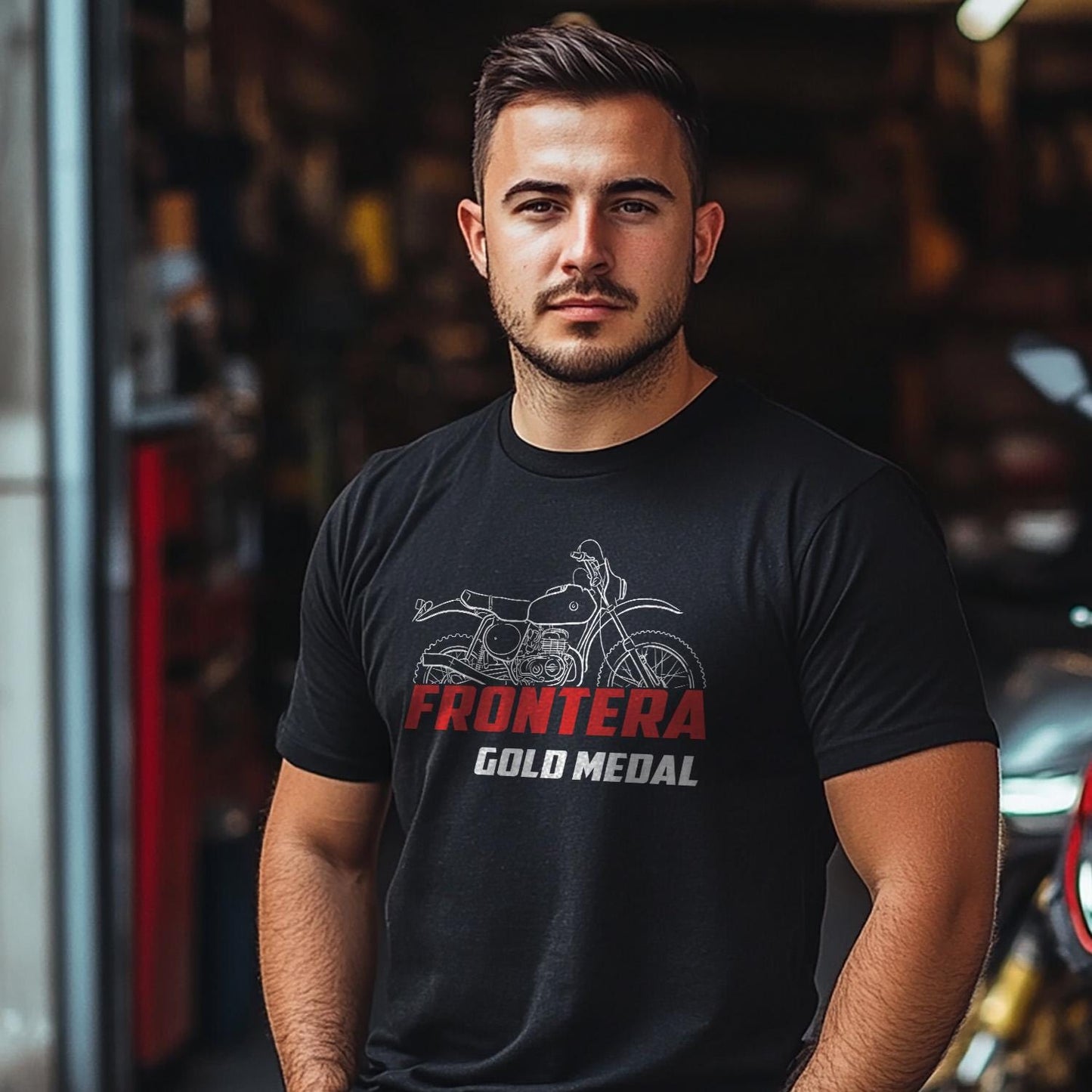 Bultaco Frontera Gold Medal 370 1977 - 1979 Inspired T-Shirt - Motorcycle Tee Shirt for Riders