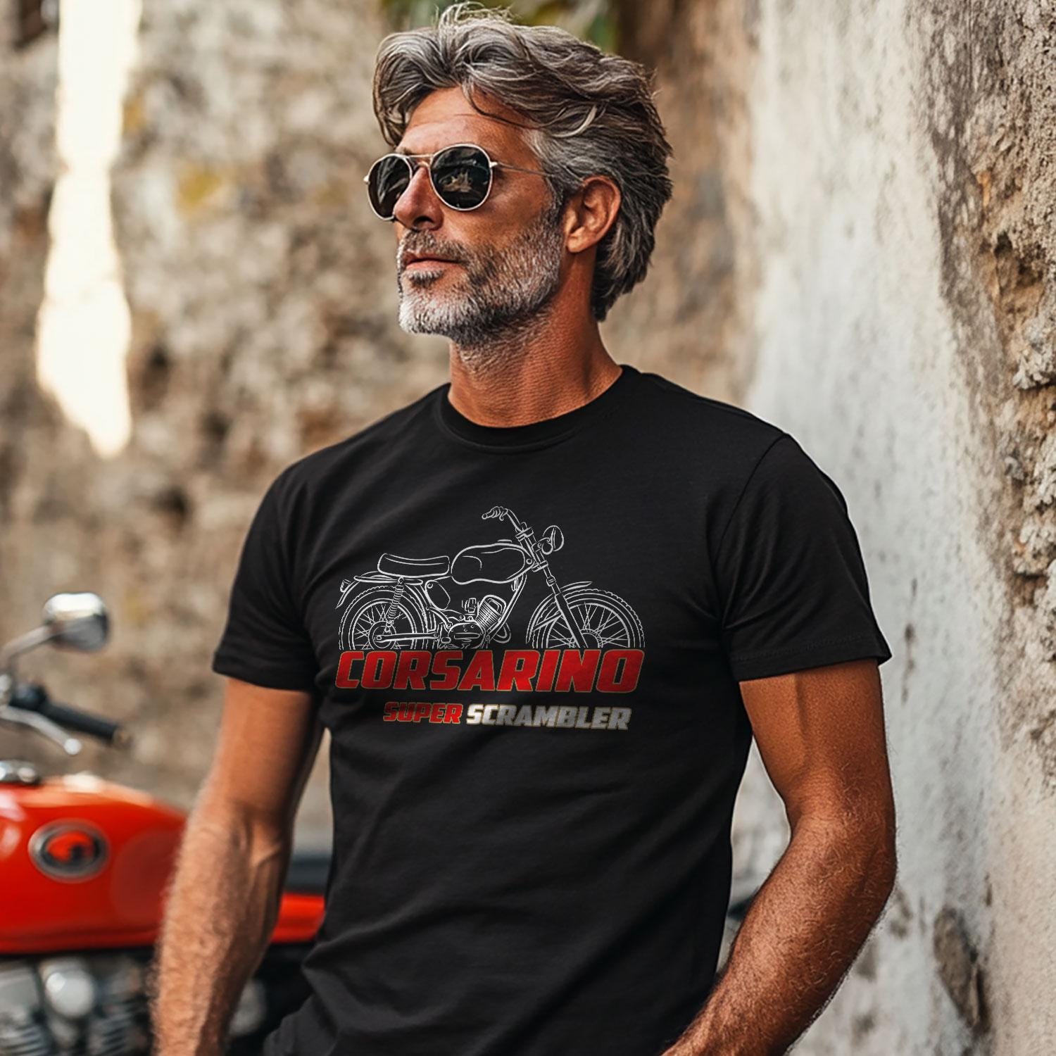 Moto Morini Corsarino Super Scrambler Inspired T-Shirt - Motorcycle Tee Shirt for Riders