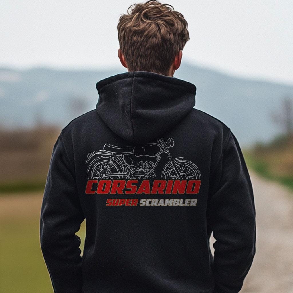 Moto Morini Corsarino Super Scrambler Inspired Hoodie - Motorcycle Sweatshirt for Riders