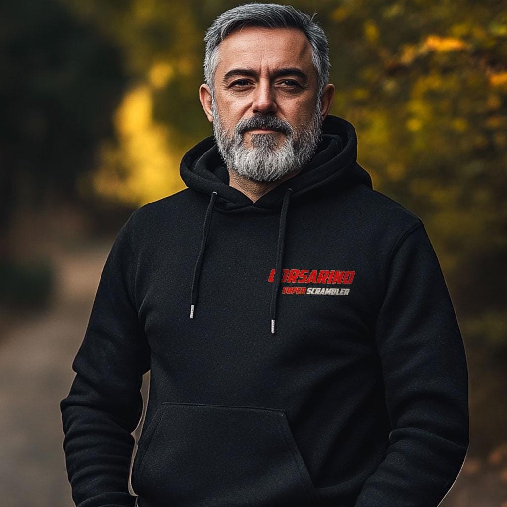 Moto Morini Corsarino Super Scrambler Inspired Hoodie - Motorcycle Sweatshirt for Riders