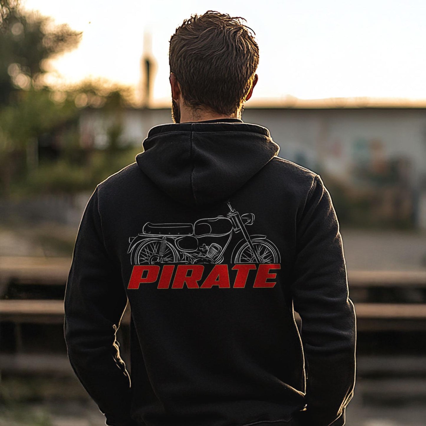 Moto Morini Pirate Inspired Hoodie - Motorcycle Sweatshirt for Riders