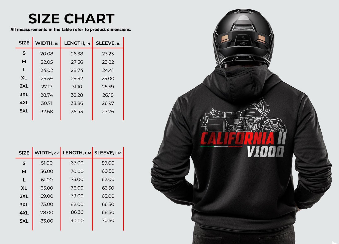 Moto Guzzi V1000 California II 1981 - 1987 Inspired Hoodie - Motorcycle Sweatshirt for Riders