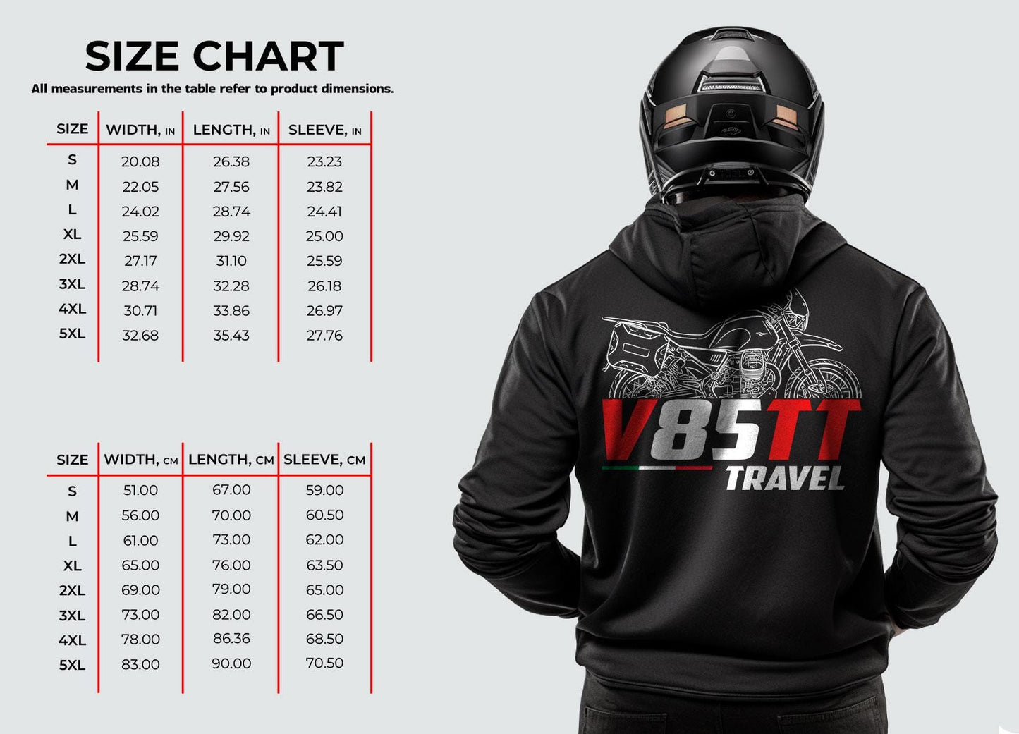 Moto Guzzi V85 TT Travel Inspired Hoodie - Motorcycle Sweatshirt for Riders