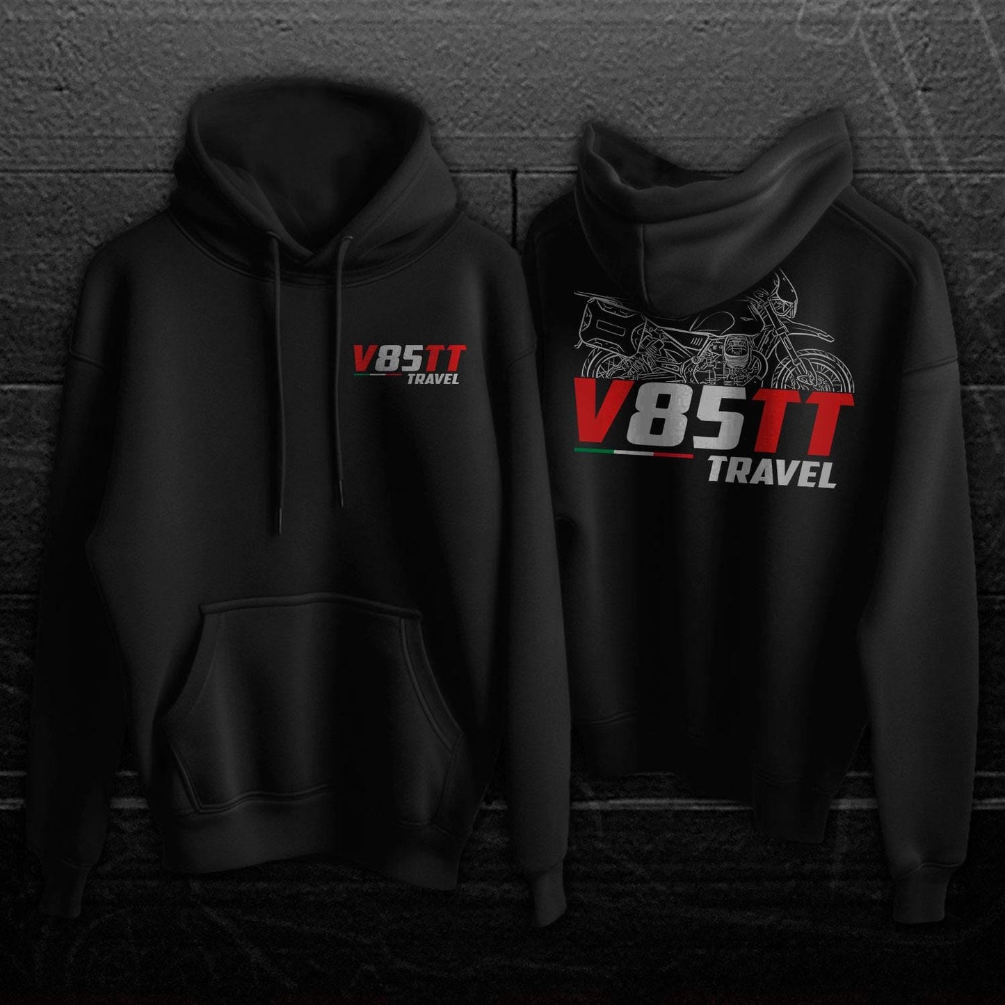 Moto Guzzi V85 TT Travel Inspired Hoodie - Motorcycle Sweatshirt for Riders