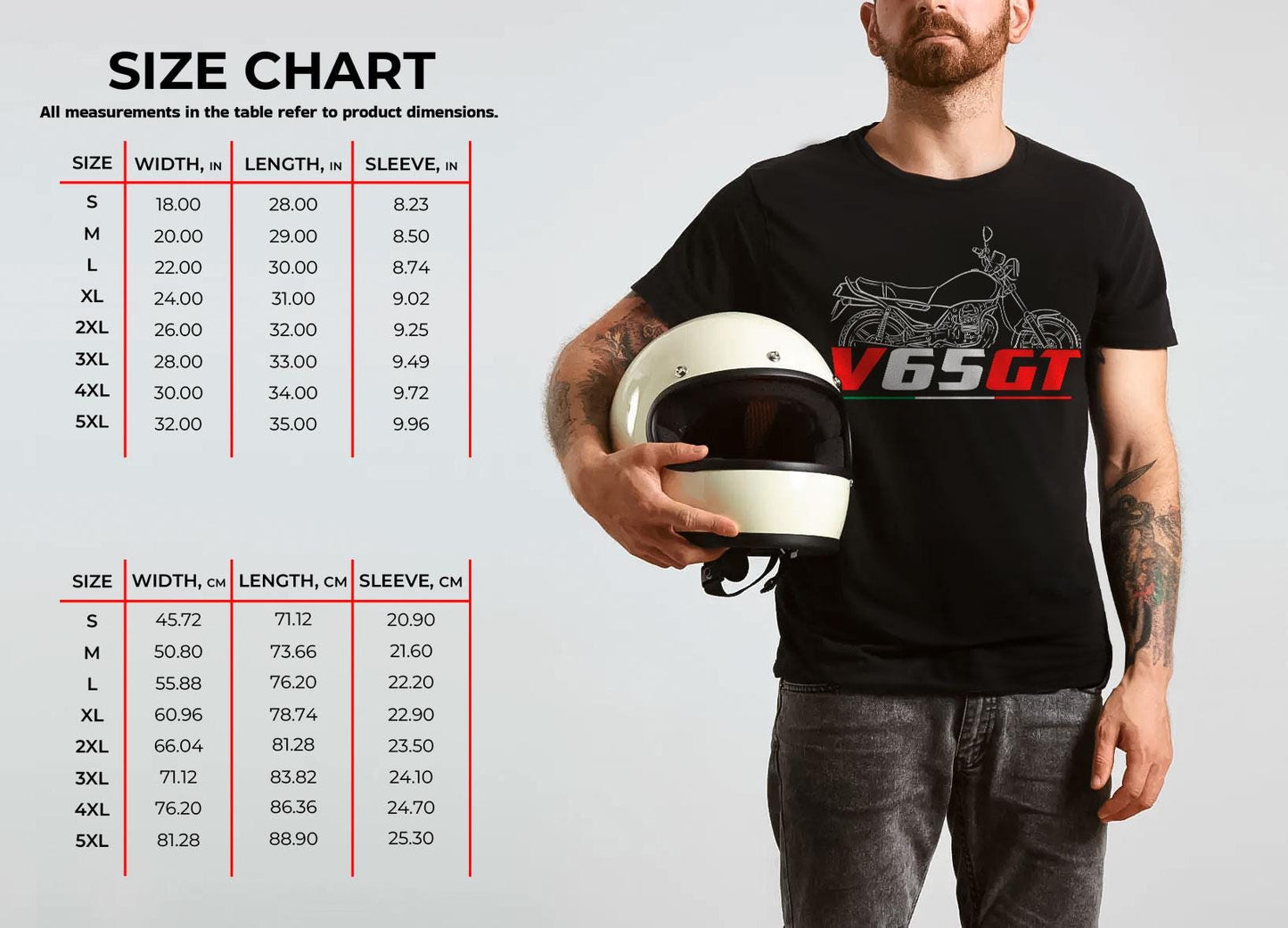 Moto Guzzi V65 GT ( Sessantacinque GT ) Inspired T-Shirt - Motorcycle Tee Shirt for Riders