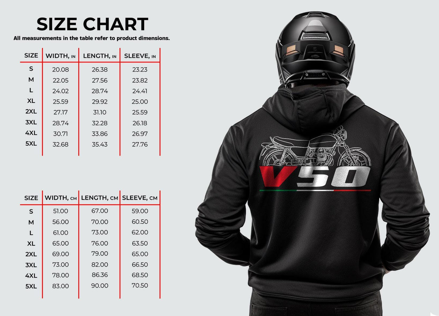 Moto Guzzi V50 Inspired Hoodie - Motorcycle Sweatshirt for Riders