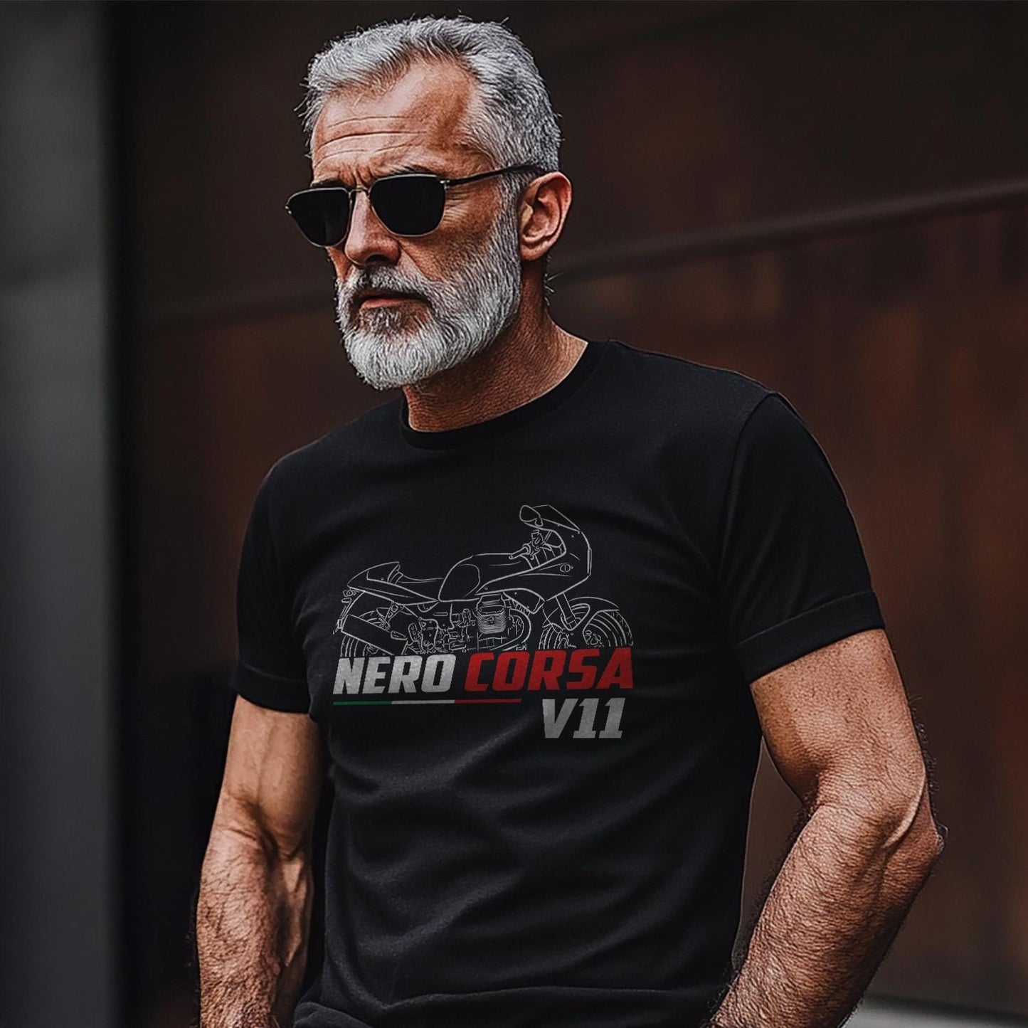 Moto Guzzi V11 Nero Corsa 2003 - 2005 Inspired T-Shirt - Motorcycle Tee Shirt for Riders