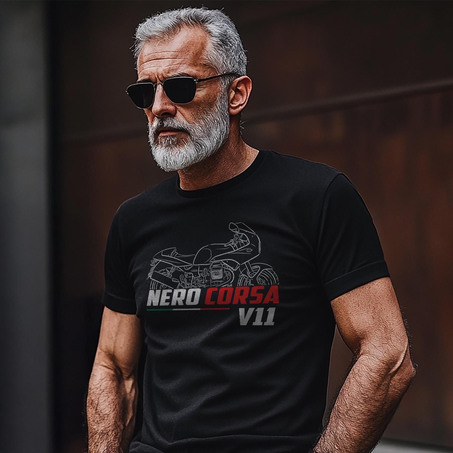 Moto Guzzi V11 Nero Corsa 2003 - 2005 Inspired T-Shirt - Motorcycle Tee Shirt for Riders