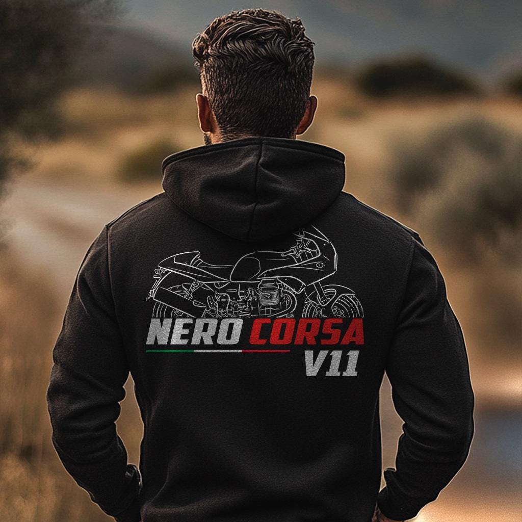Moto Guzzi V11 Nero Corsa 2003 - 2005 Inspired Hoodie - Motorcycle Sweatshirt for Riders