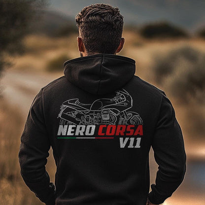 Moto Guzzi V11 Nero Corsa 2003 - 2005 Inspired Hoodie - Motorcycle Sweatshirt for Riders