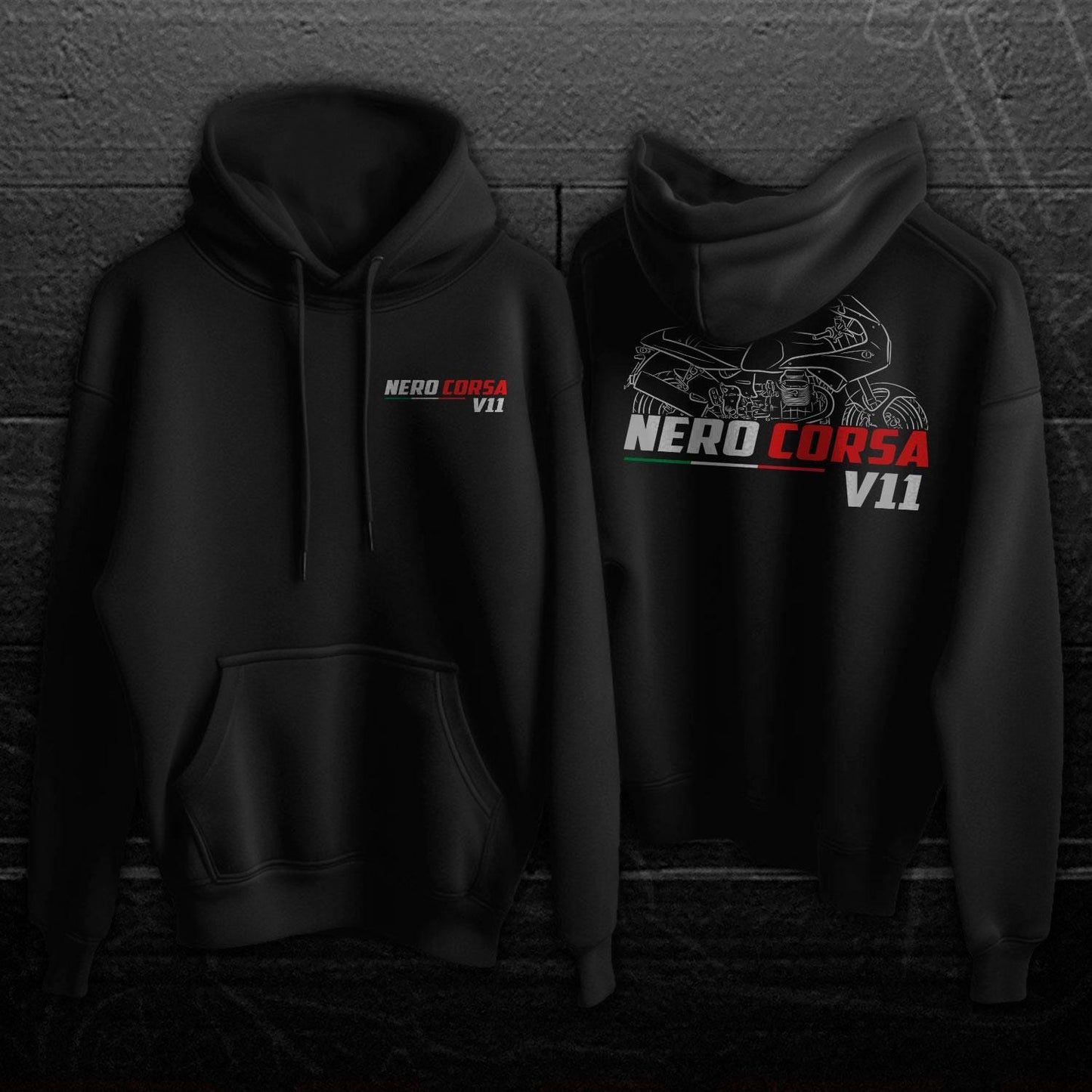 Moto Guzzi V11 Nero Corsa 2003 - 2005 Inspired Hoodie - Motorcycle Sweatshirt for Riders