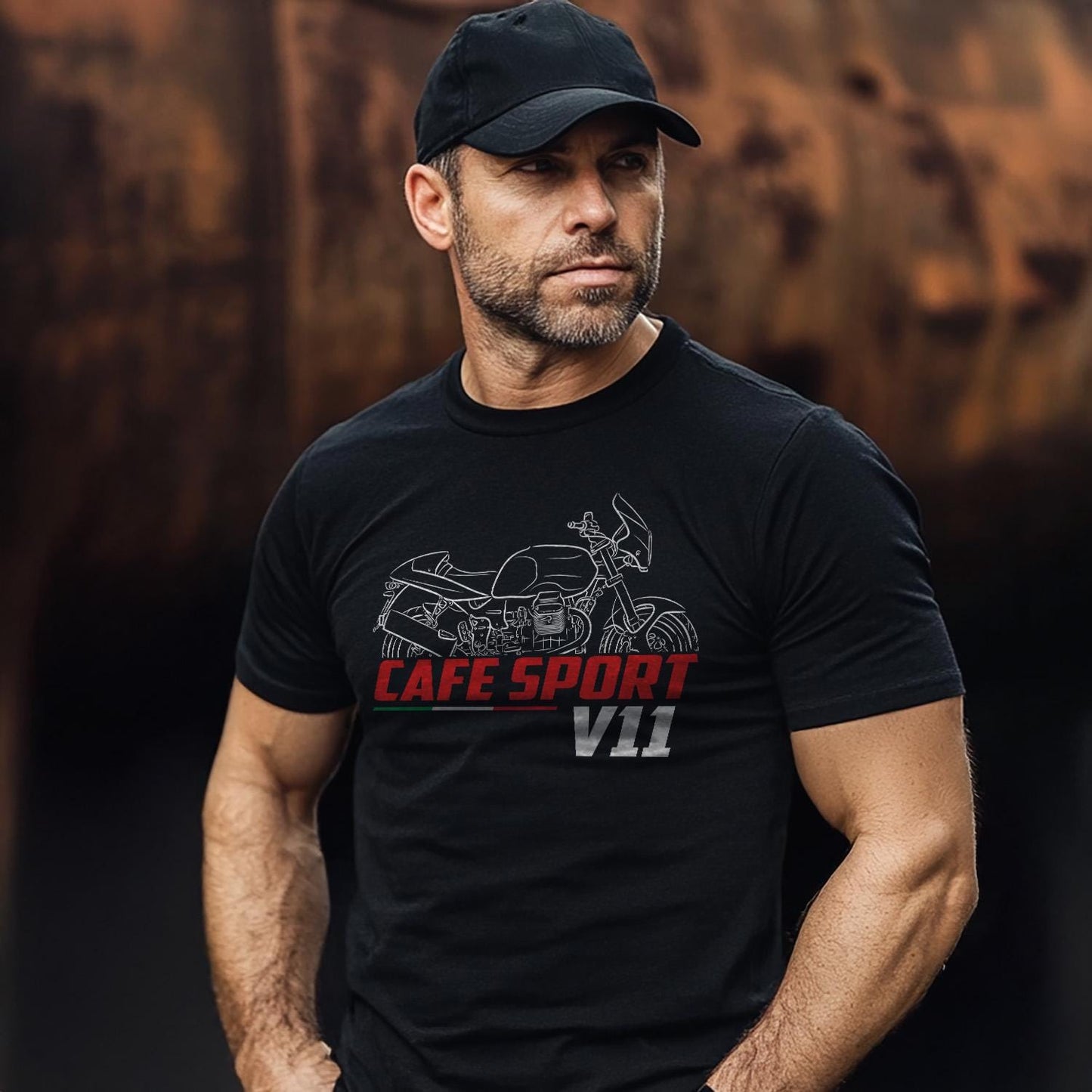 Moto Guzzi V11 Cafe Sport 2003 - 2005 Inspired T-Shirt - Motorcycle Tee Shirt for Riders