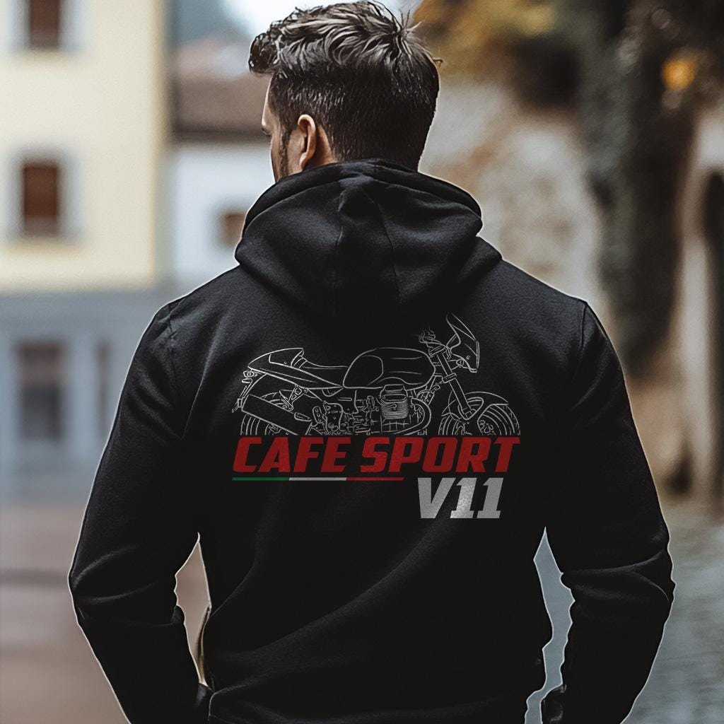 Moto Guzzi V11 Cafe Sport 2003 - 2005 Inspired Hoodie - Motorcycle Sweatshirt for Riders