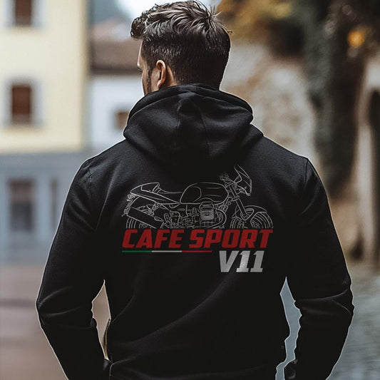 Moto Guzzi V11 Cafe Sport 2003 - 2005 Inspired Hoodie - Motorcycle Sweatshirt for Riders
