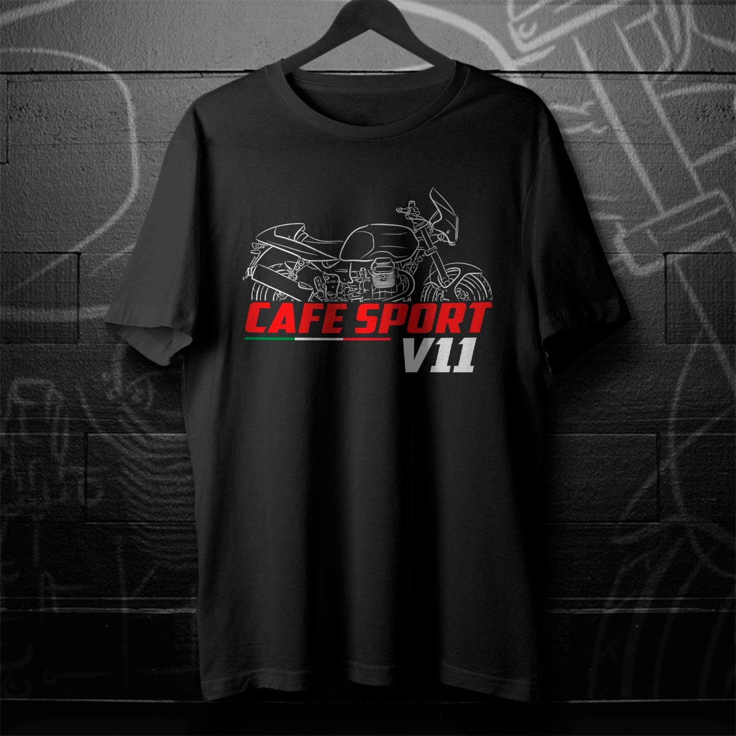 Moto Guzzi V11 Cafe Sport 2003 - 2005 Inspired T-Shirt - Motorcycle Tee Shirt for Riders