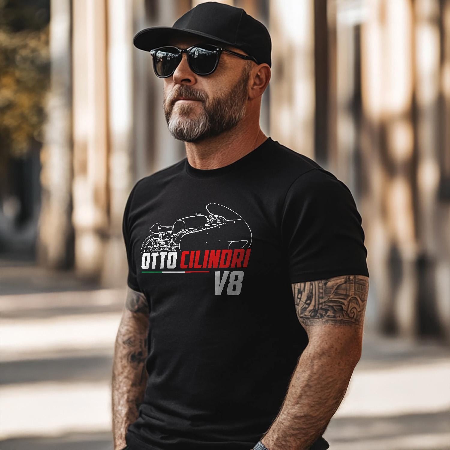 Moto Guzzi V8 Otto Cilindri 1955 - 1957 Inspired T-Shirt - Motorcycle Tee Shirt for Riders