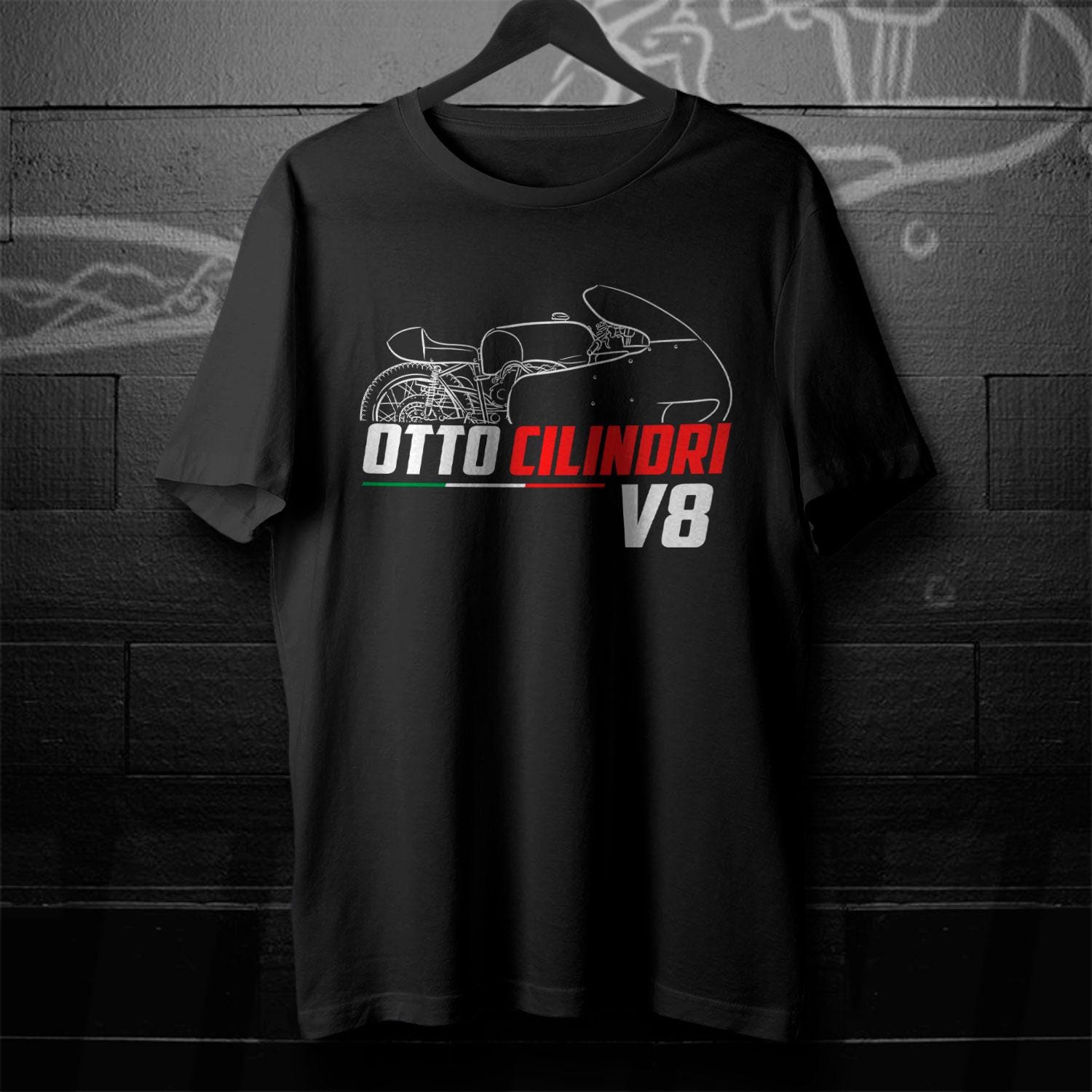 Moto Guzzi V8 Otto Cilindri 1955 - 1957 Inspired T-Shirt - Motorcycle Tee Shirt for Riders