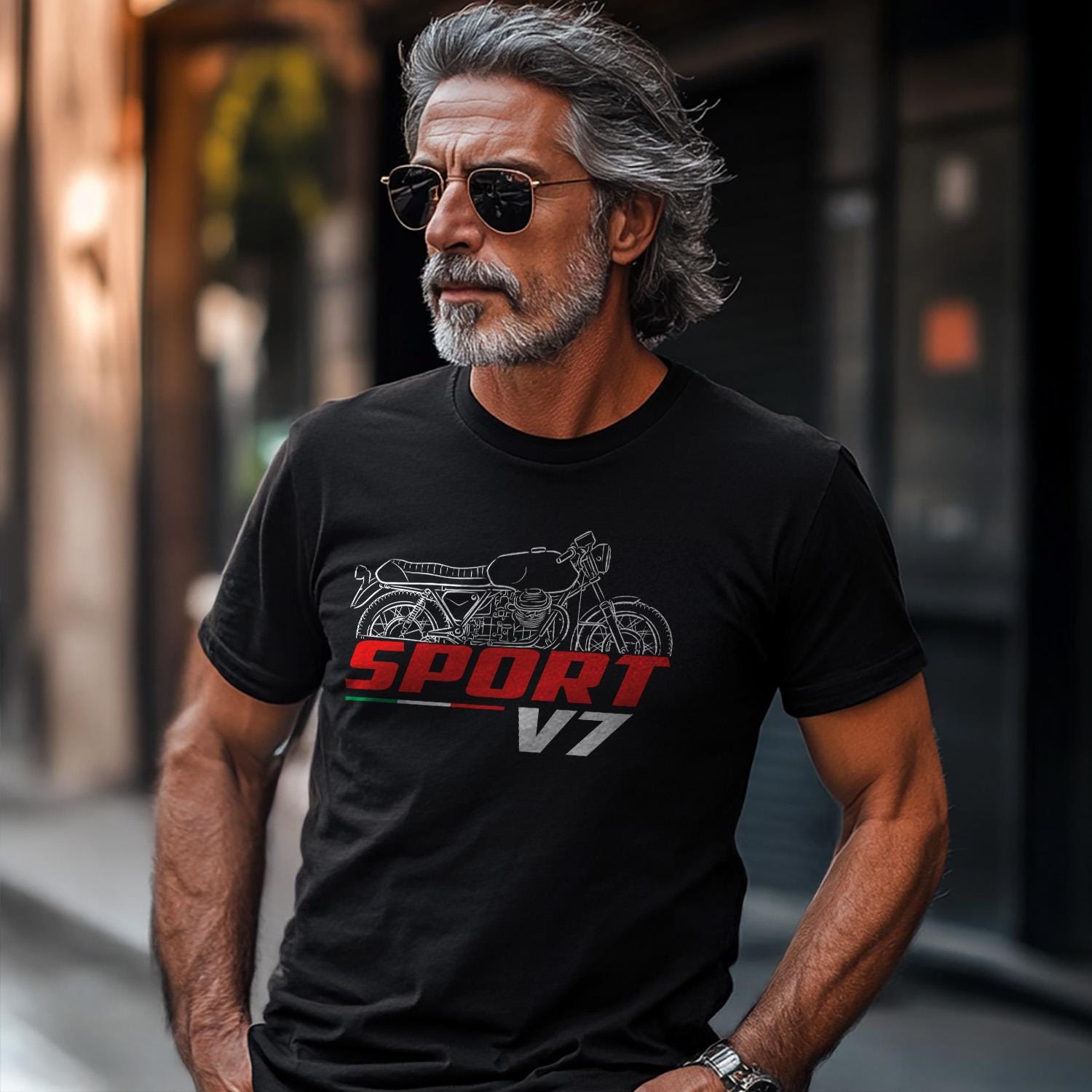 Moto Guzzi V7 Sport Inspired T-Shirt - Motorcycle Tee Shirt for Riders