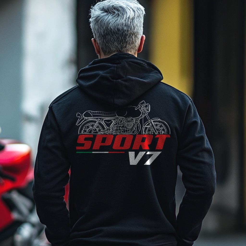 Moto Guzzi V7 Sport Inspired Hoodie - Motorcycle Sweatshirt for Riders