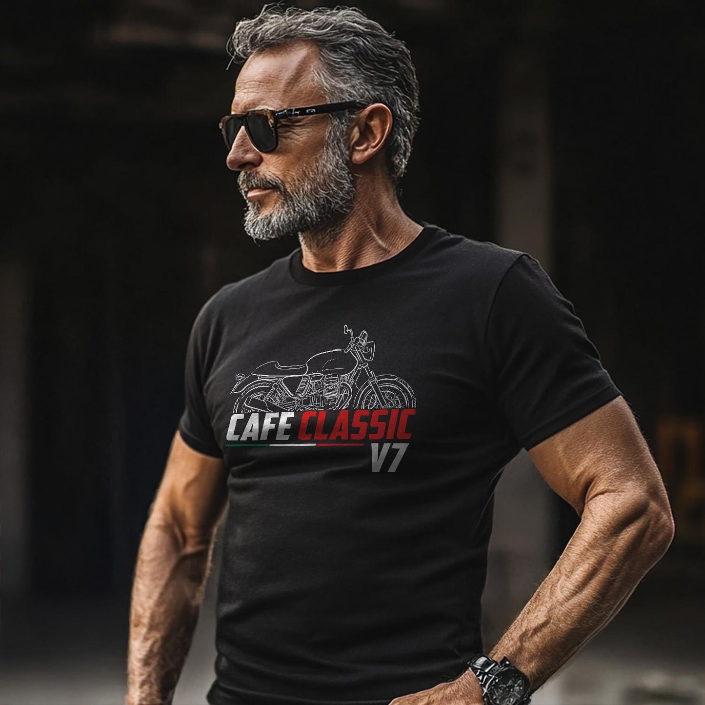 Moto Guzzi V7 Cafe Classic 2009 - 2013 Inspired T-Shirt - Motorcycle Tee Shirt for Riders