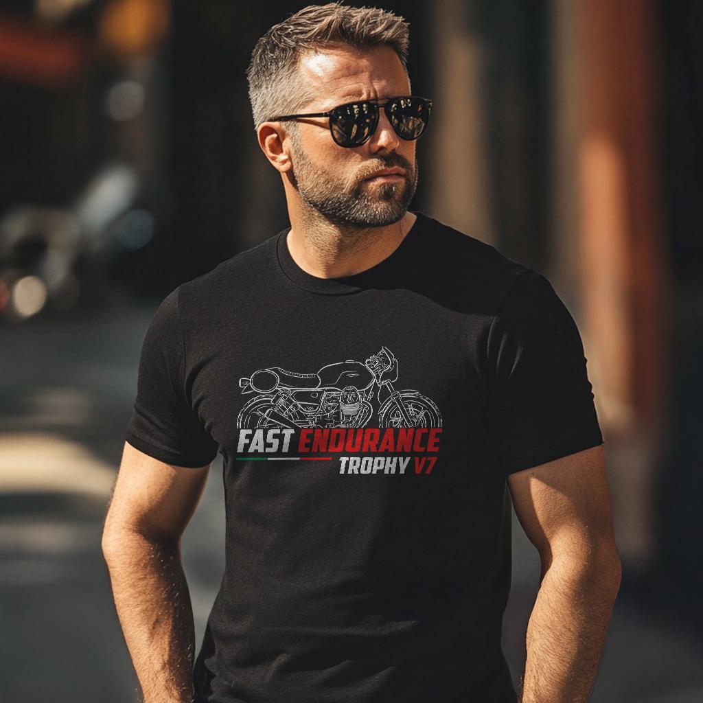 Moto Guzzi V7 850 Fast Endurance Trophy 2022 Inspired T-Shirt - Motorcycle Tee Shirt for Riders