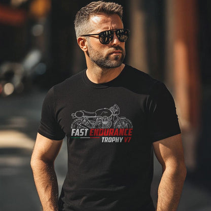 Moto Guzzi V7 850 Fast Endurance Trophy 2022 Inspired T-Shirt - Motorcycle Tee Shirt for Riders