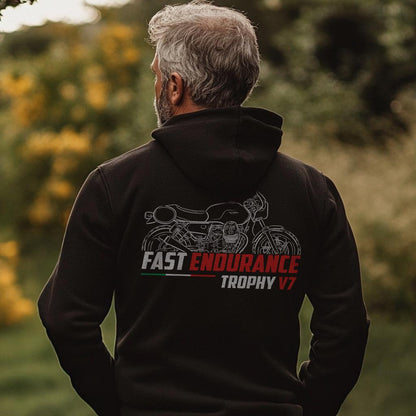 Moto Guzzi V7 850 Fast Endurance Trophy 2022 Inspired Hoodie - Motorcycle Sweatshirt for Riders