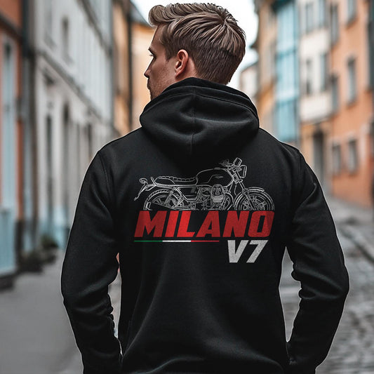 Moto Guzzi V7 III Milano 2018 - 2020 Inspired Hoodie - Motorcycle Sweatshirt for Riders