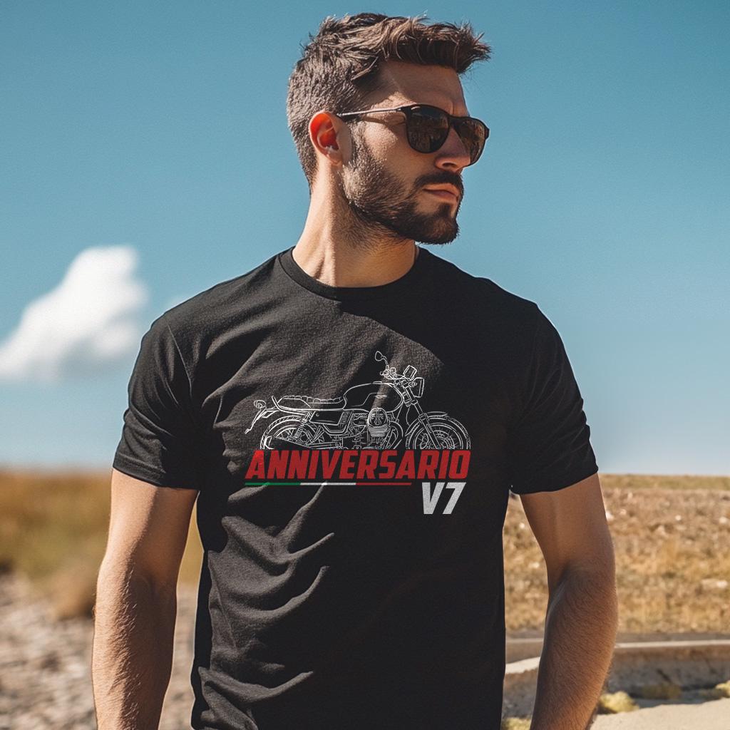 Moto Guzzi V7 III Anniversario 2017 Inspired T-Shirt - Motorcycle Tee Shirt for Riders