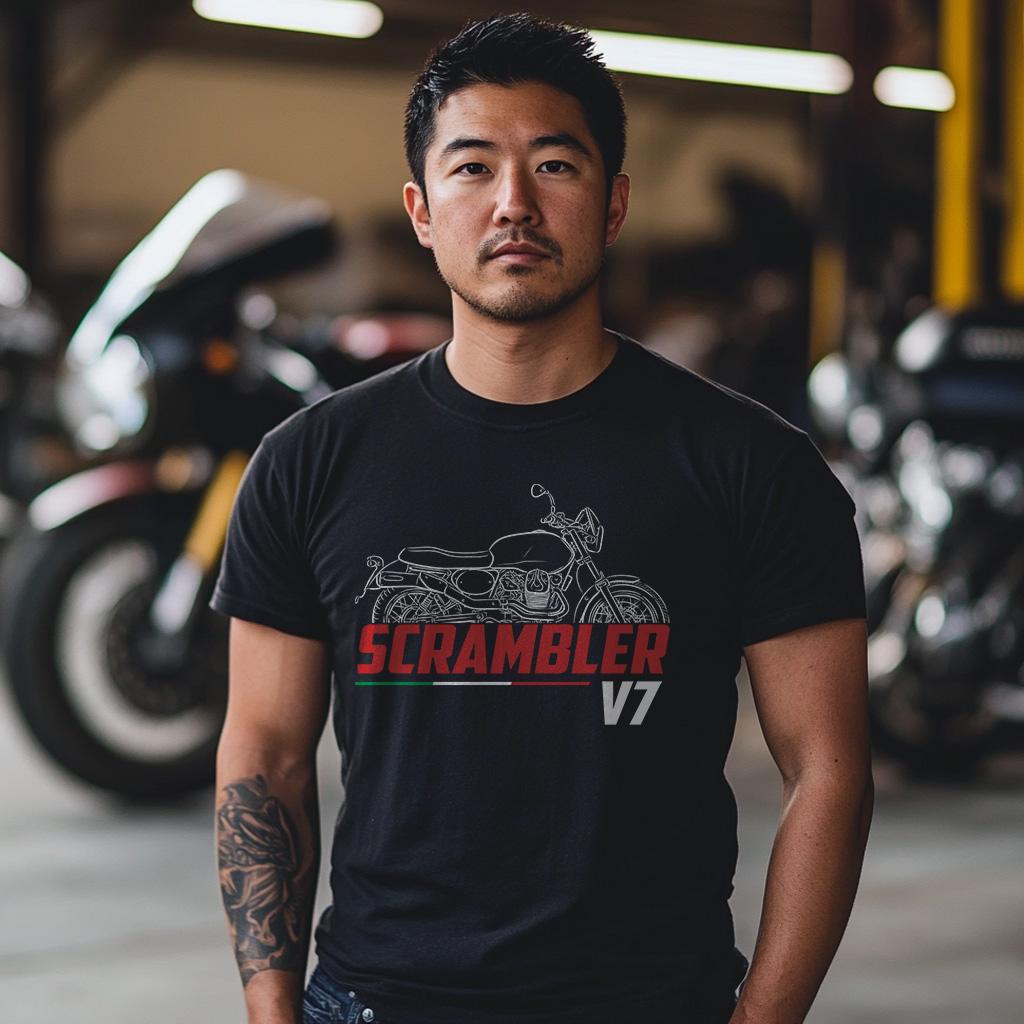 Moto Guzzi V7 II Scrambler 2016 - 2017 Inspired T-Shirt - Motorcycle Tee Shirt for Riders