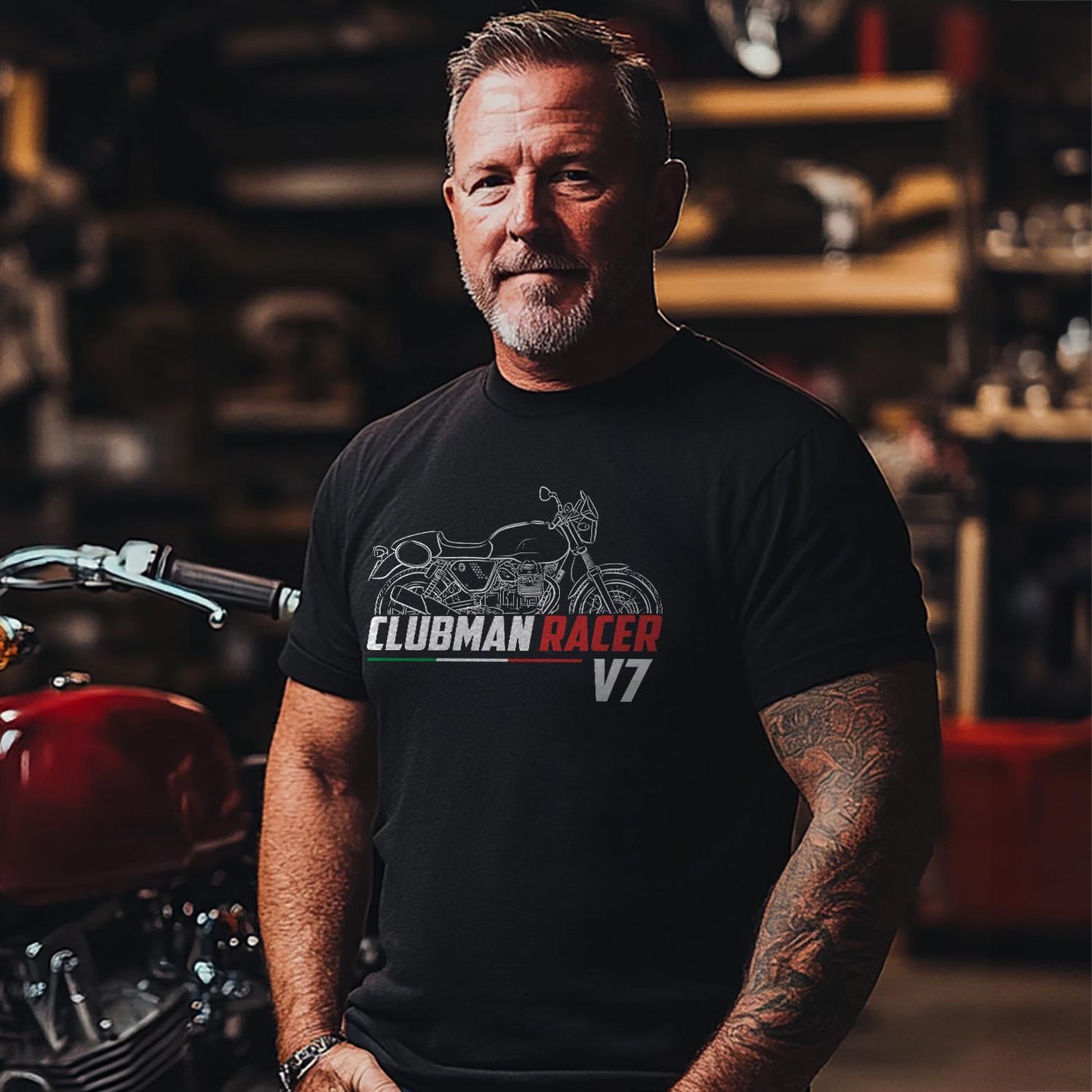 Moto Guzzi V7 Clubman Racer 2010 Inspired T-Shirt - Motorcycle Tee Shirt for Riders