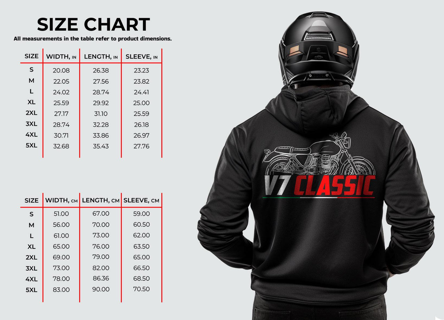 Moto Guzzi V7 Classic 2008 - 2013 Inspired Hoodie - Motorcycle Sweatshirt for Riders